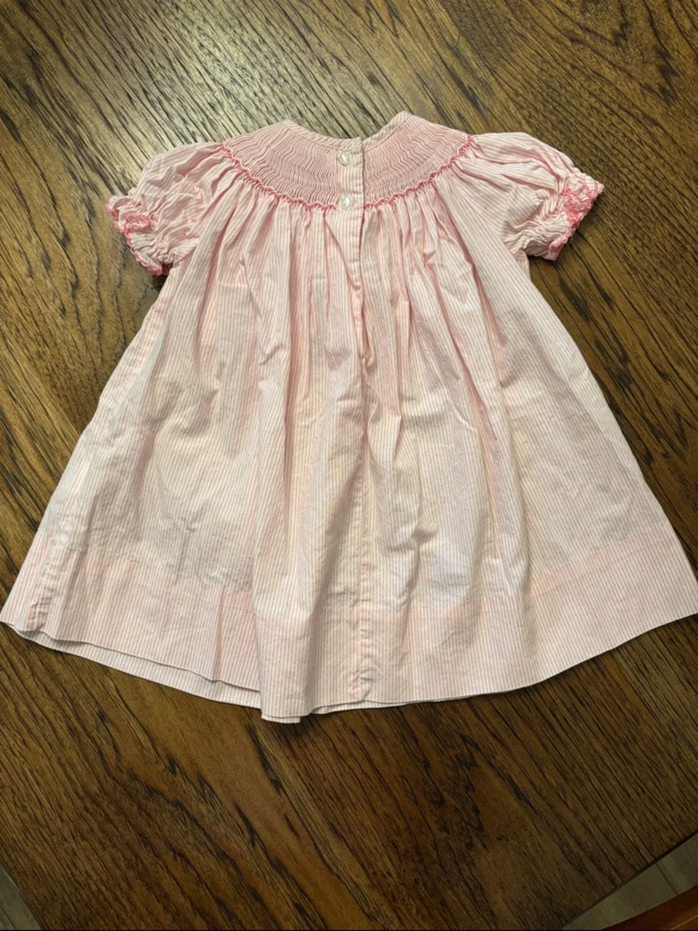 Petit Bébé Baby Girl 9M Pink Stripe Hand Smocked Bunny Dress NWOT Easter Cotton